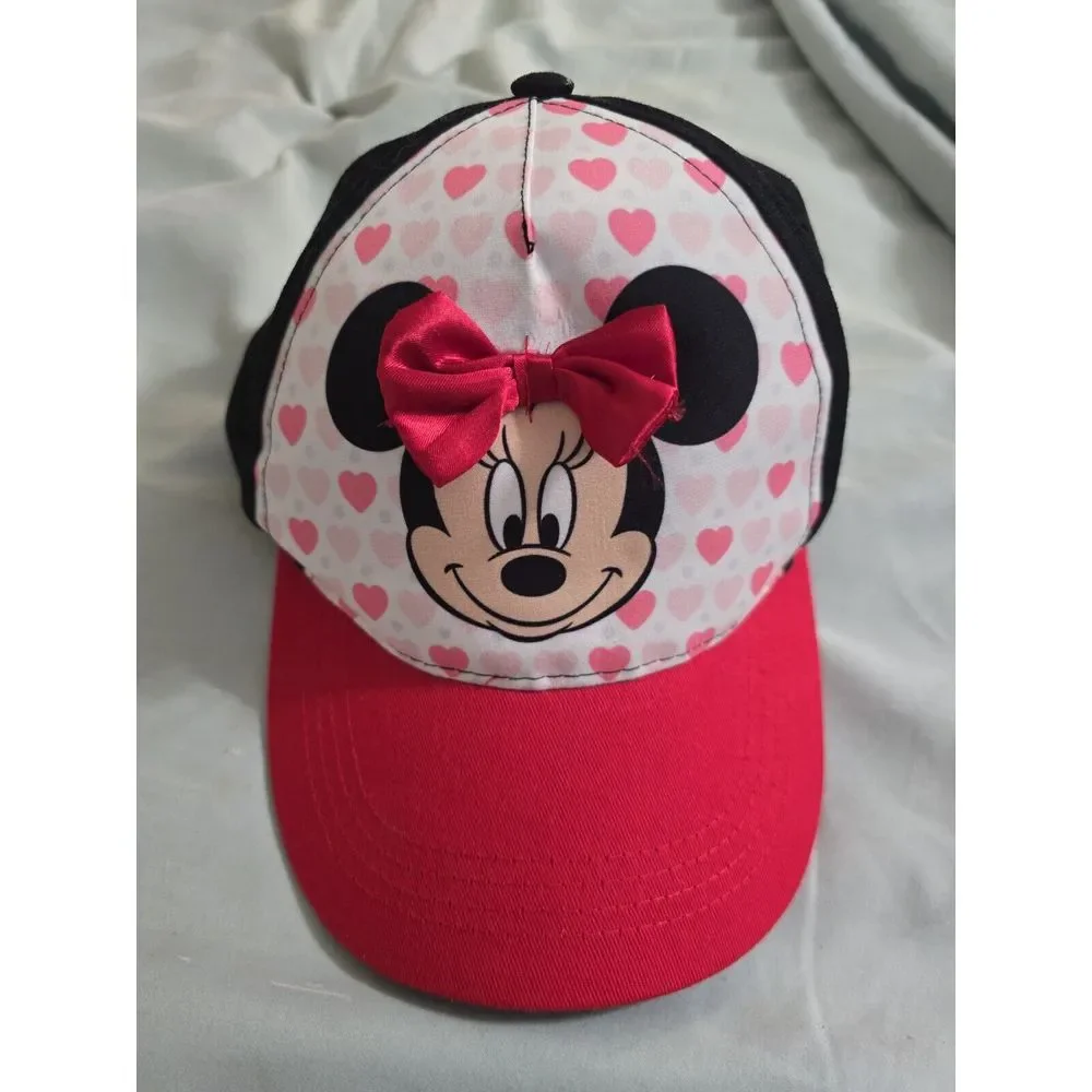 Minnie Mouse Disney Baseball Hat Red Black Pink Bow Adjustable Childs‎ Kids Cap